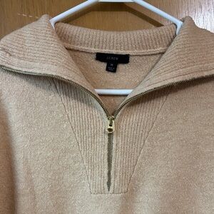 J. Crew Women's Beige acrylic merino wool quarter zip pullover Sweater
